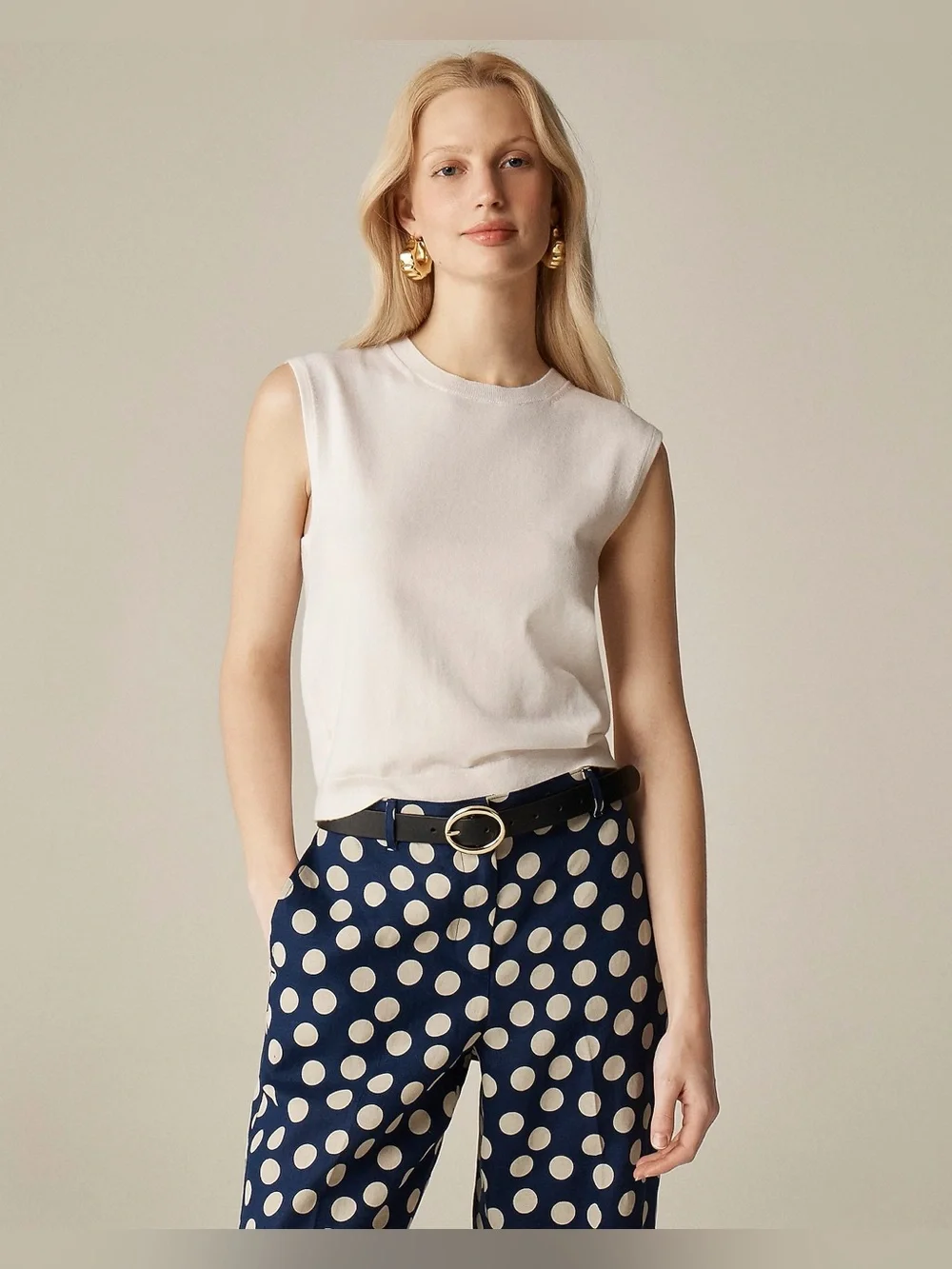 J.Crew Featherweight cashmere-blend cropped sweater shell in snow